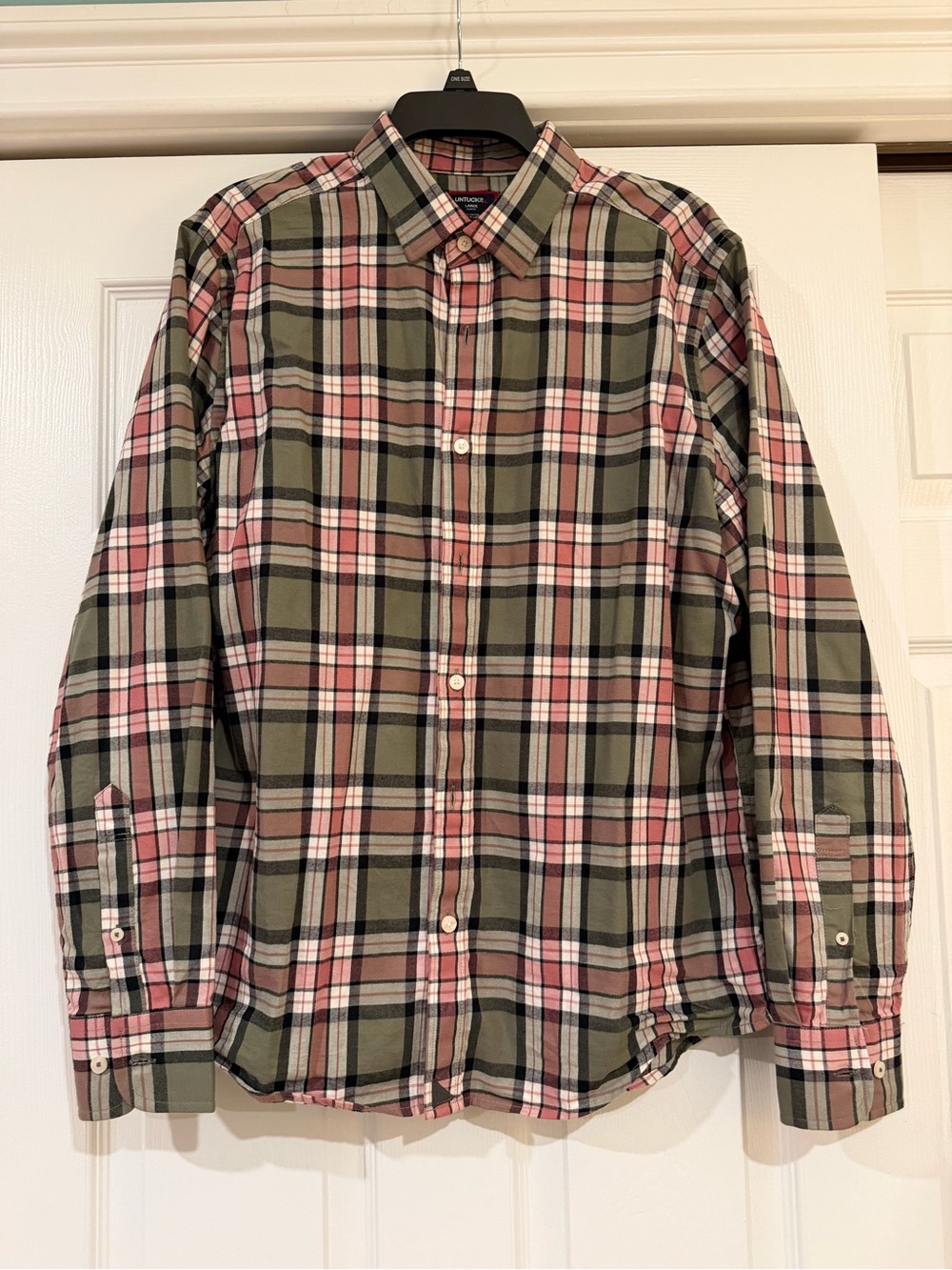UNTUCKit Men's slim-fit Plaid Button-Down Shirt in Olive Green & Pink